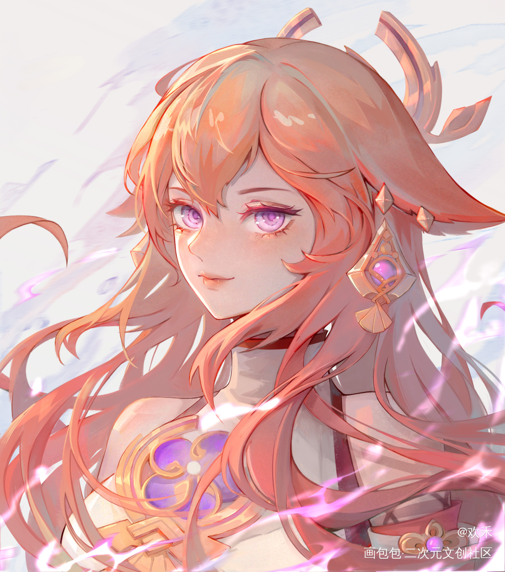 神子~_原神摸鱼页八重神子绘画作品