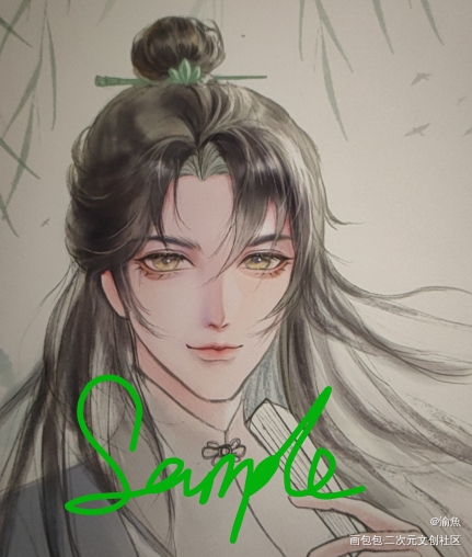 古风头像施工图_古风半厚涂水彩付费委托头像约稿原创头像板绘绘画绘画作品