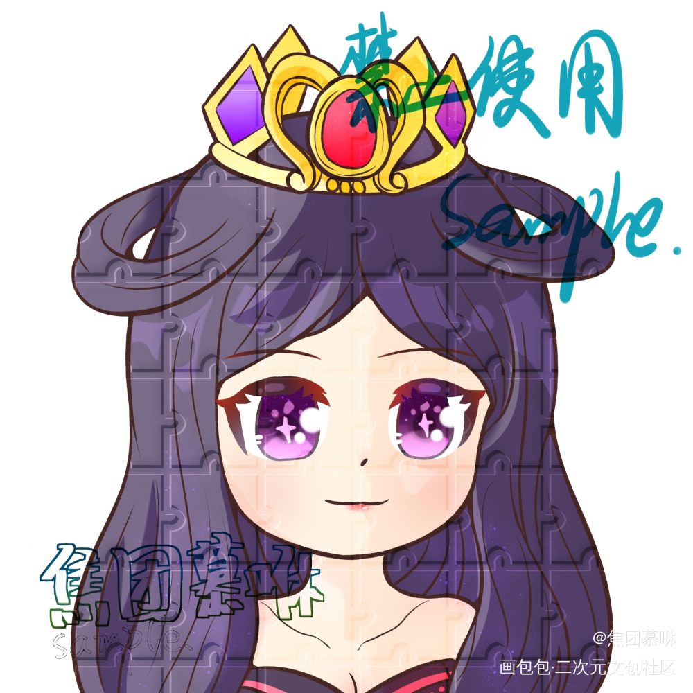 大头糕稿_Q版指绘摸鱼约稿绘画绘画作品