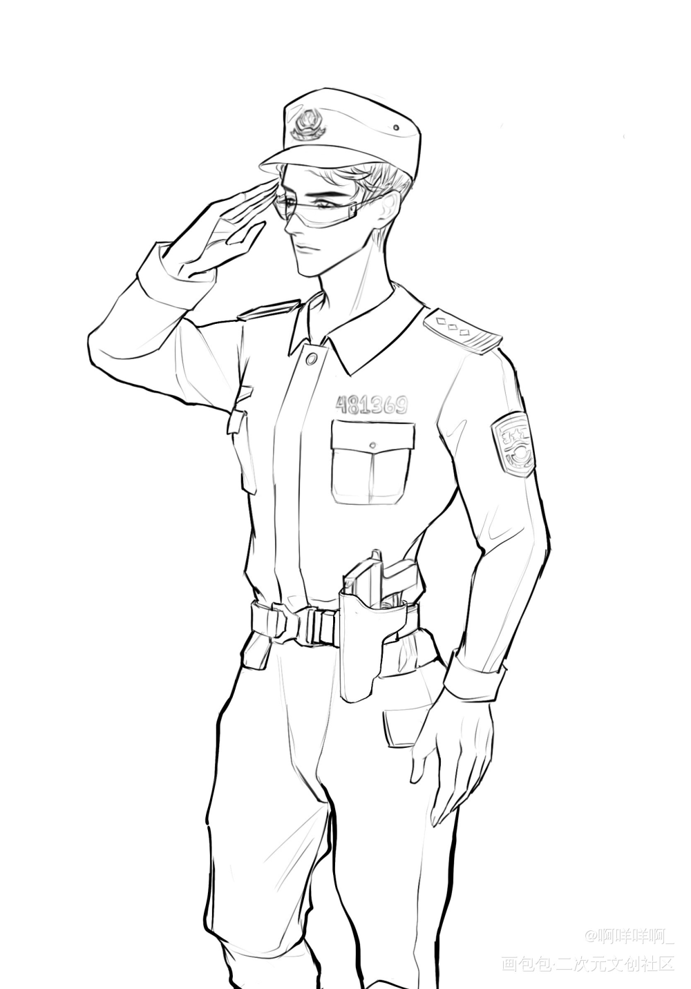 小谢警官生日快乐🎂🎂_病案本予呈谢清呈绘画作品
