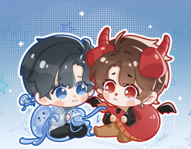 【病案本】水母×狗狗龙_绘画作品