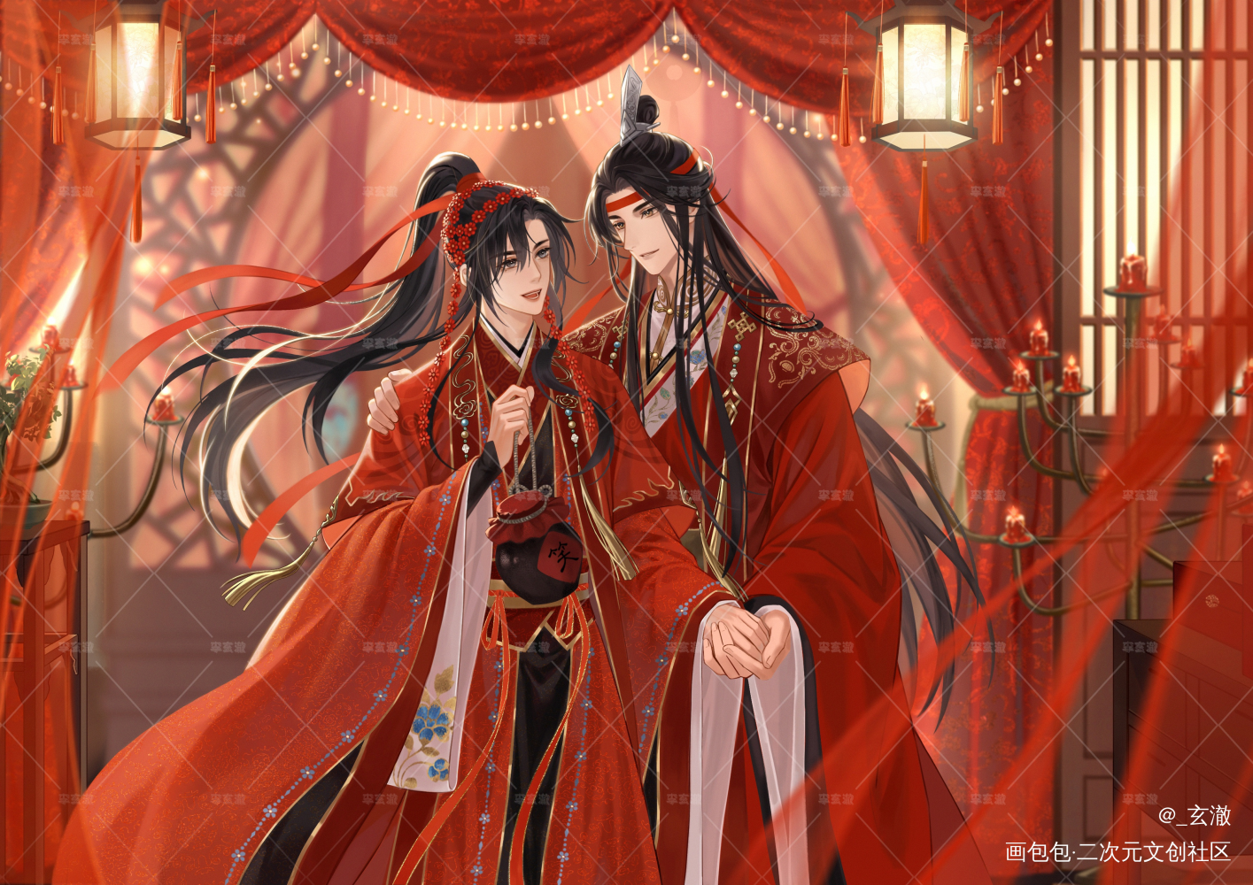 爱的路总是充满了祝福_魔道祖师忘羡蓝忘机魏无羡绘画作品