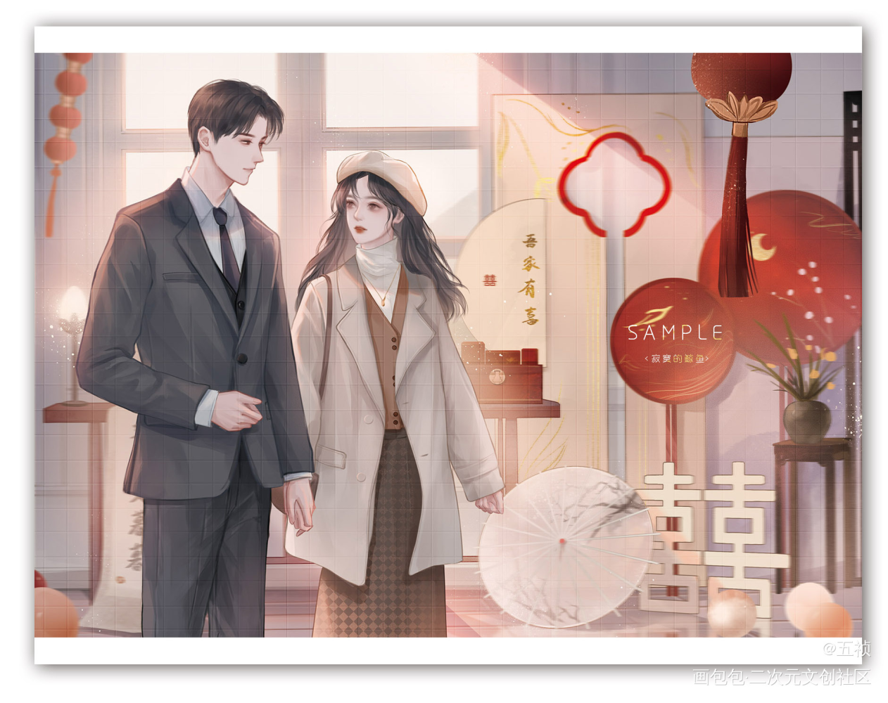 寂寞的鲸鱼_平涂bg插画绘画作品