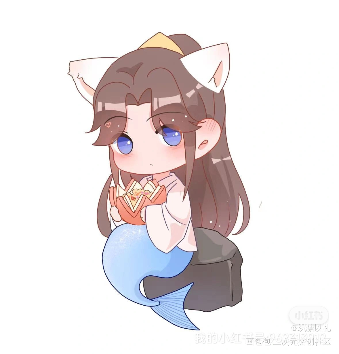 这是猫猫鱼_二哈和他的白猫师尊楚晚宁Q版绘画作品