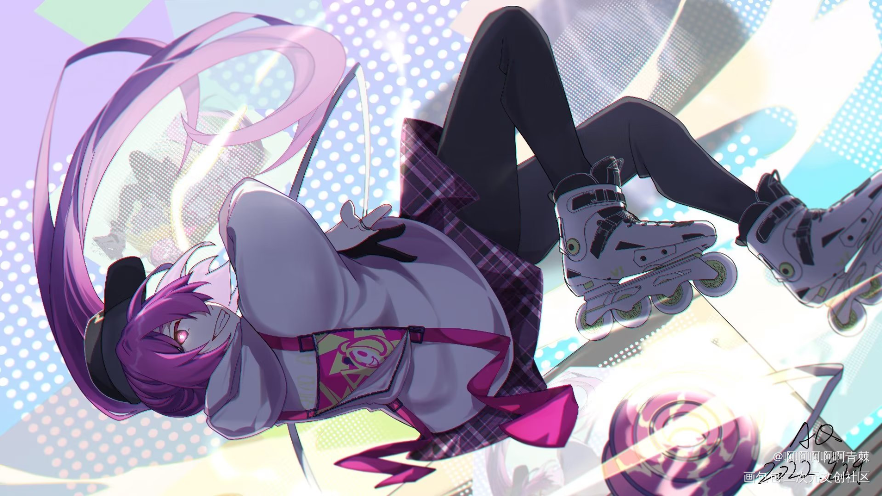 溜溜球系列二—风驰电掣_个人设计插画创意原创角色插画二次元板绘绘画作品