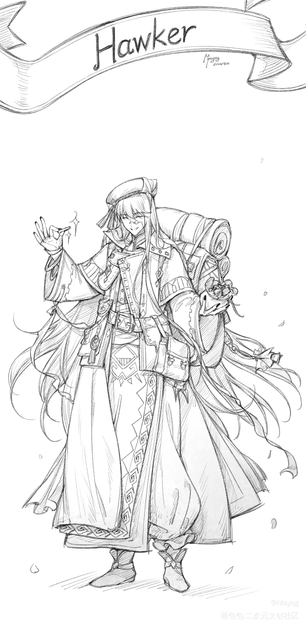 日绘day81_无铭传说幽冥金发插画摸鱼板绘绘画原创oc绘画作品
