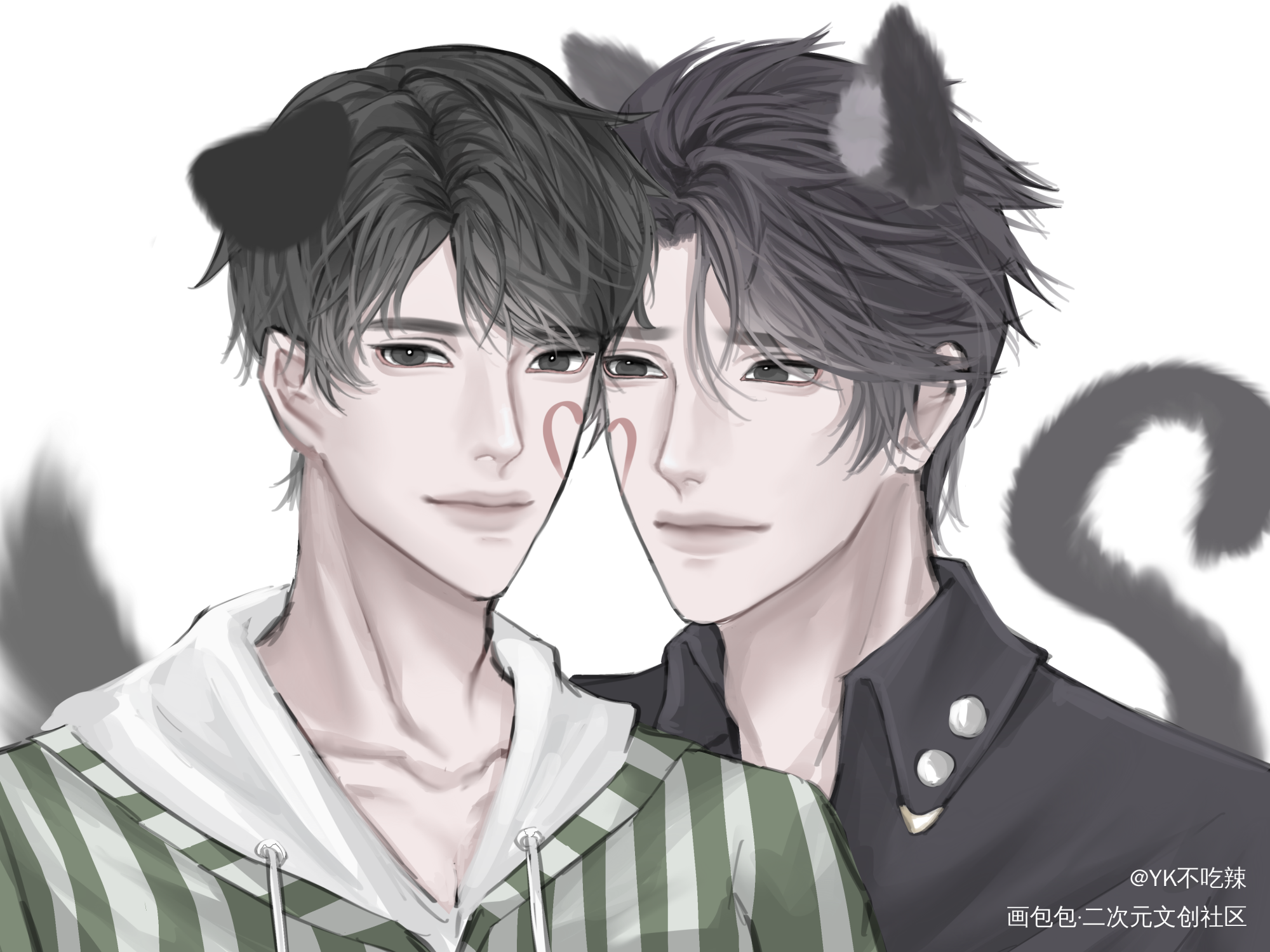 晏周贴贴 在一起太不容易啦_职业替身188男团晏周板绘涂绘画作品