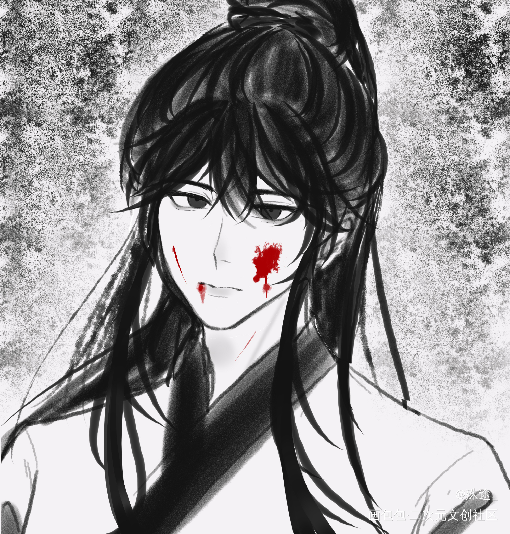 薛洋_魔道祖师薛洋板绘涂墨香铜臭摸鱼板绘绘画绘画作品
