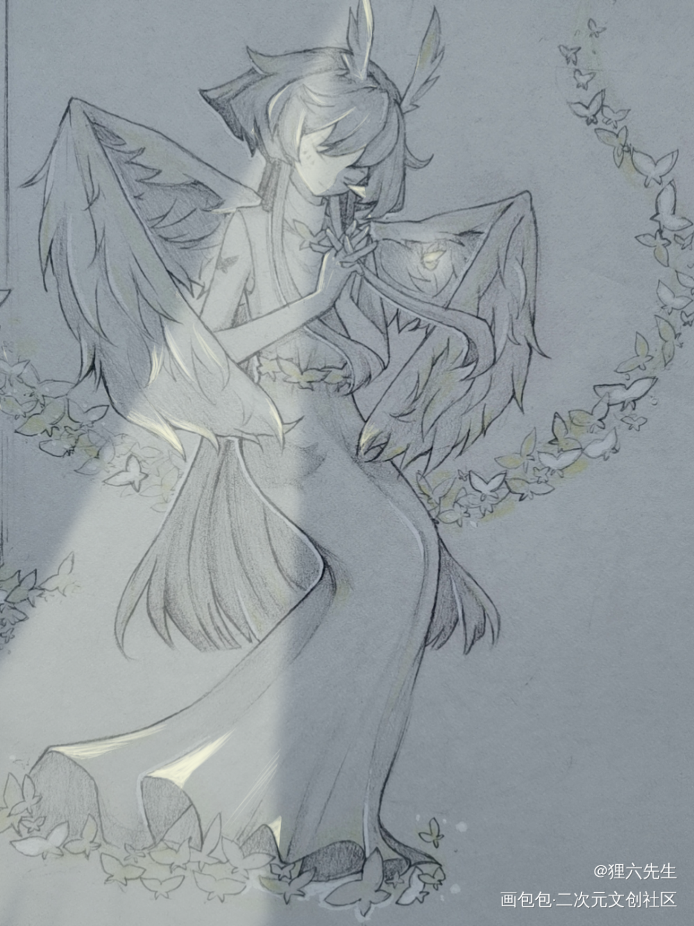 神明_光遇白鸟光遇平菇手绘绘画作品
