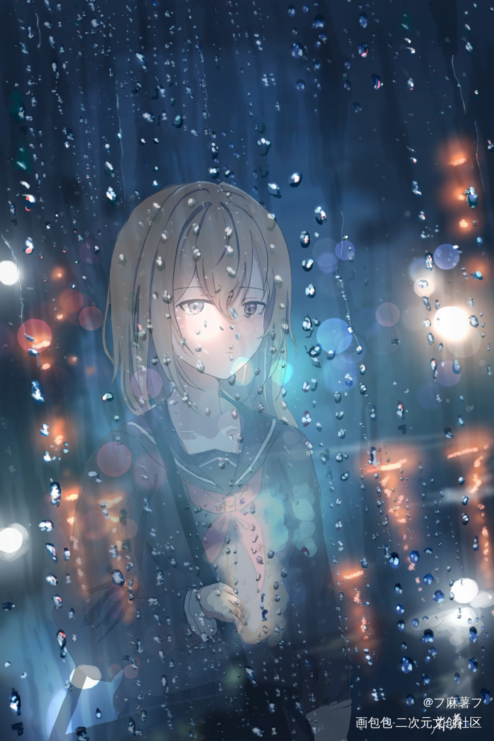 雨夜_板绘涂场景插画绘画作品