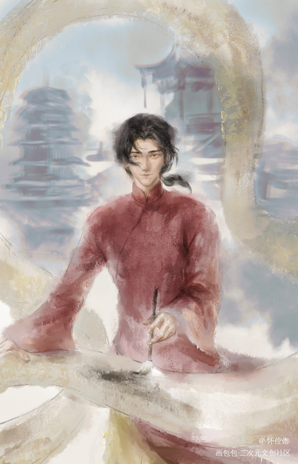 2022王耀生贺_黑塔利亚王耀厚涂同人插图aph摸鱼绘画绘画作品