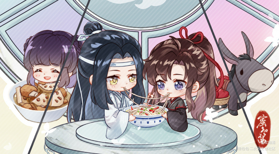 羡生贺摩天轮_魔道祖师忘羡蓝忘机魏无羡平涂日系Q版我要上首推插画同人绘画作品