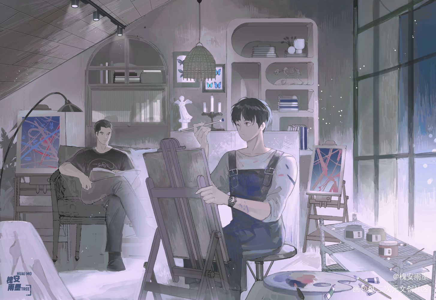 二人的闲暇时光_插画杜城沈翊猎罪图鉴绘画作品