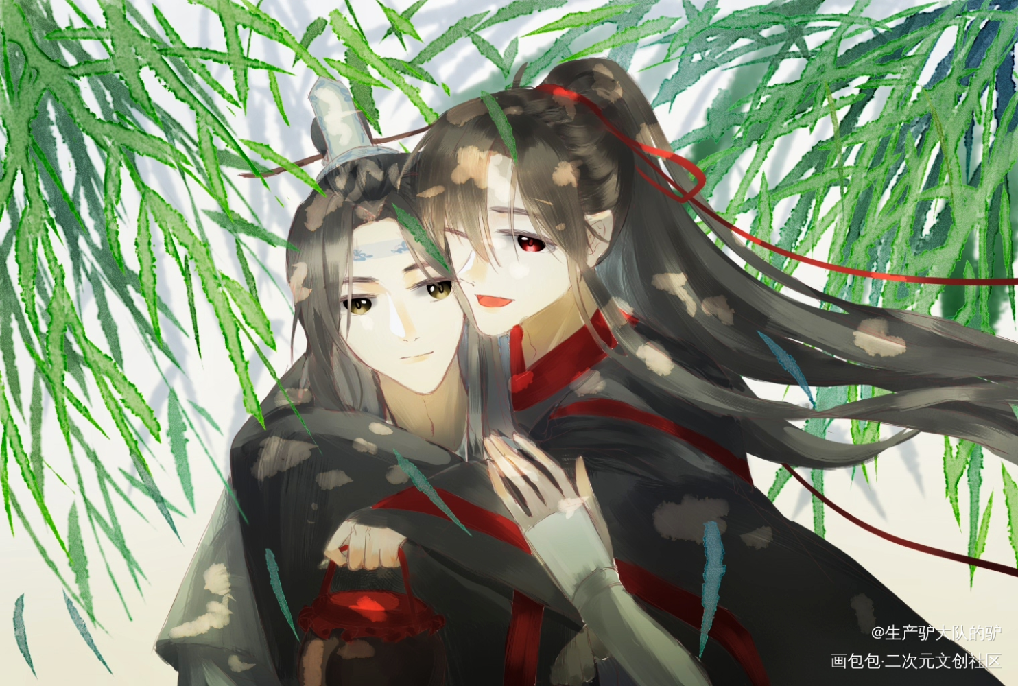 _魔道祖师蓝忘机魏无羡魏无羡蓝忘机绘画作品