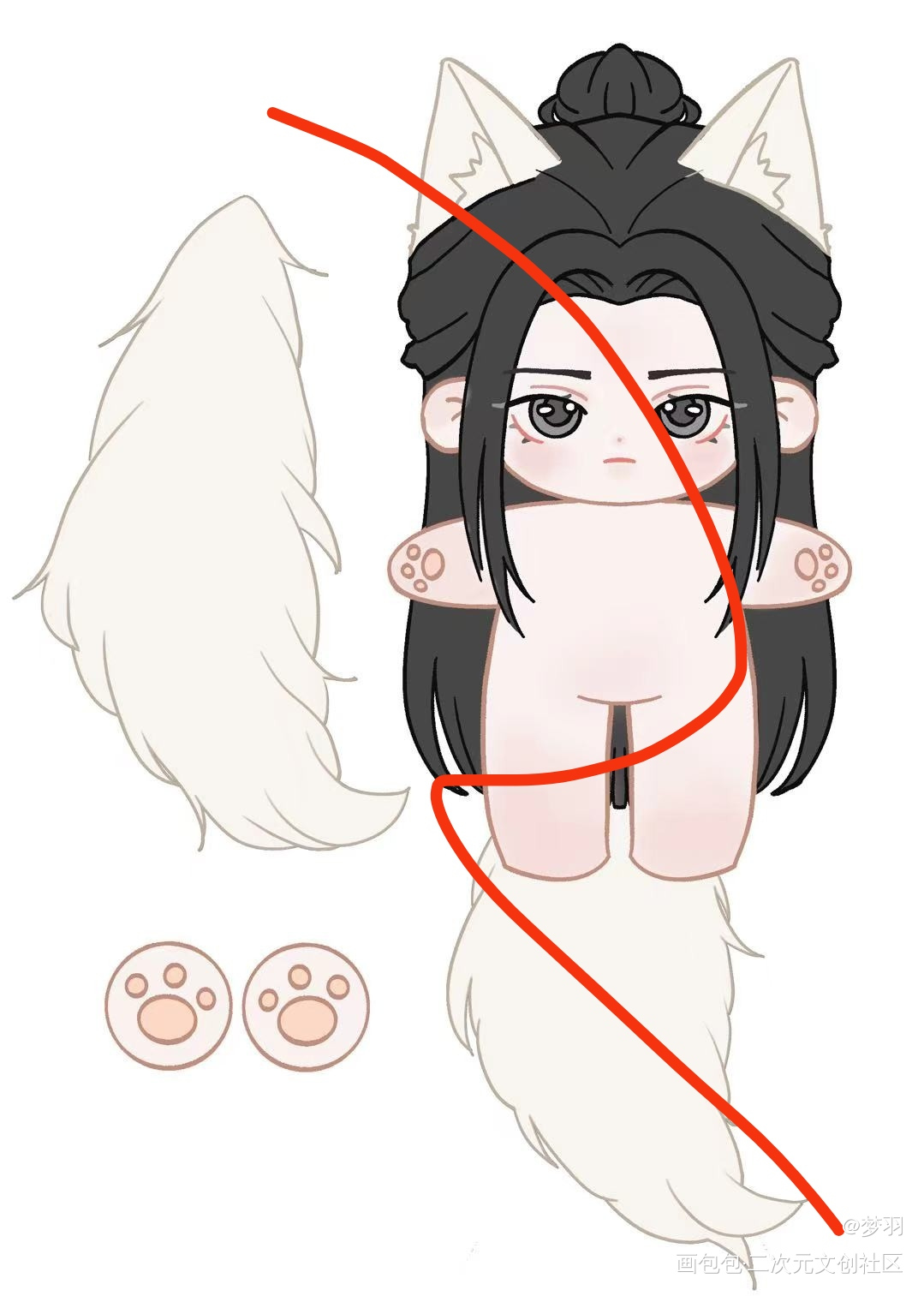 上色滴~_二哈和他的白猫师尊私人稿件稿件展示绘画作品
