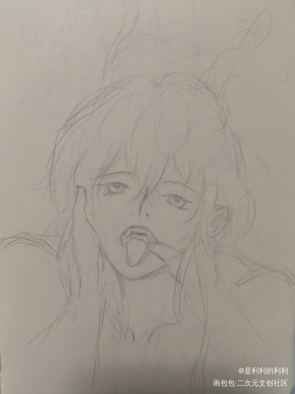 钟离大人_黑白简笔临摹绘画作品