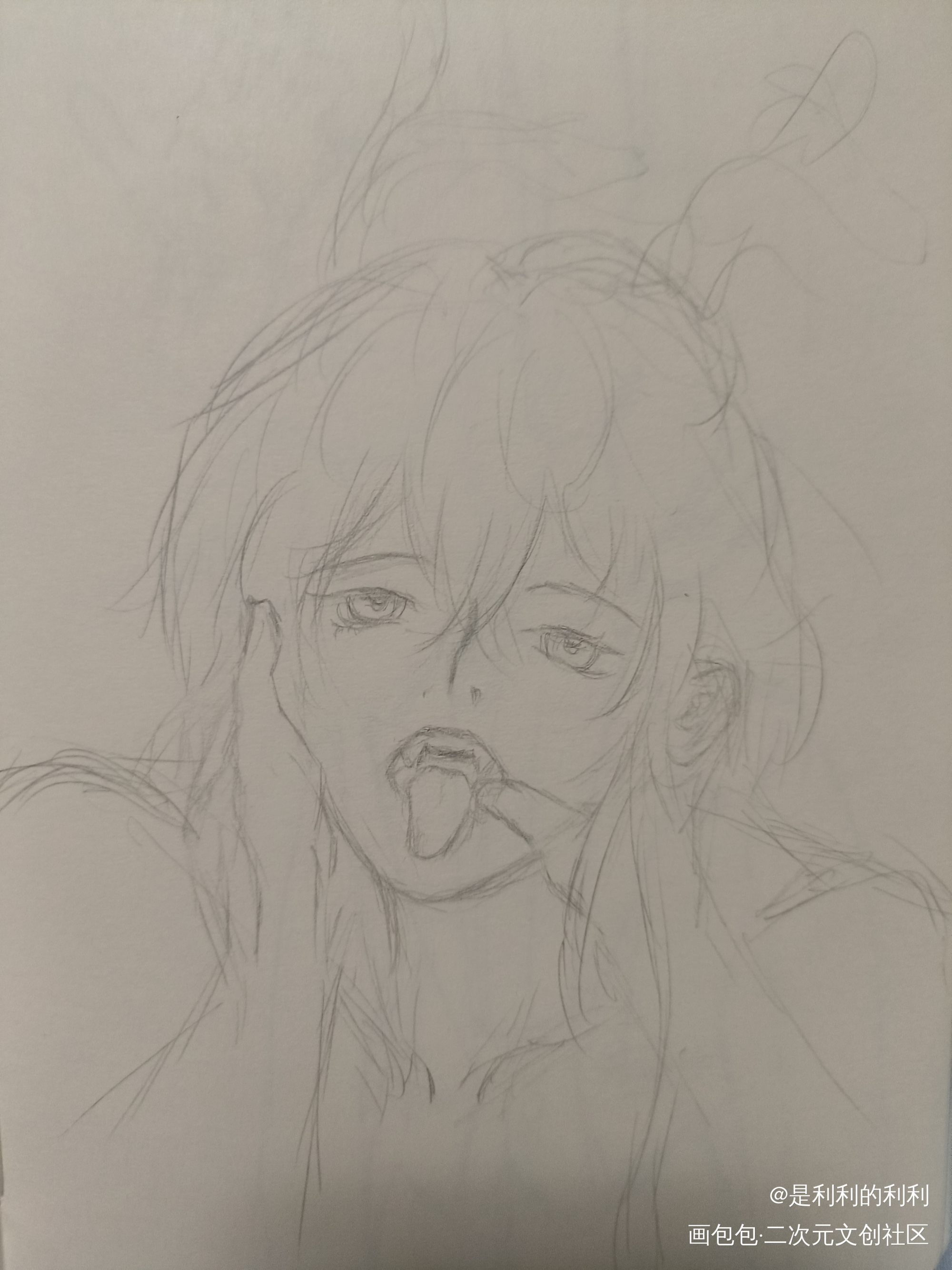 钟离大人_黑白简笔临摹绘画作品