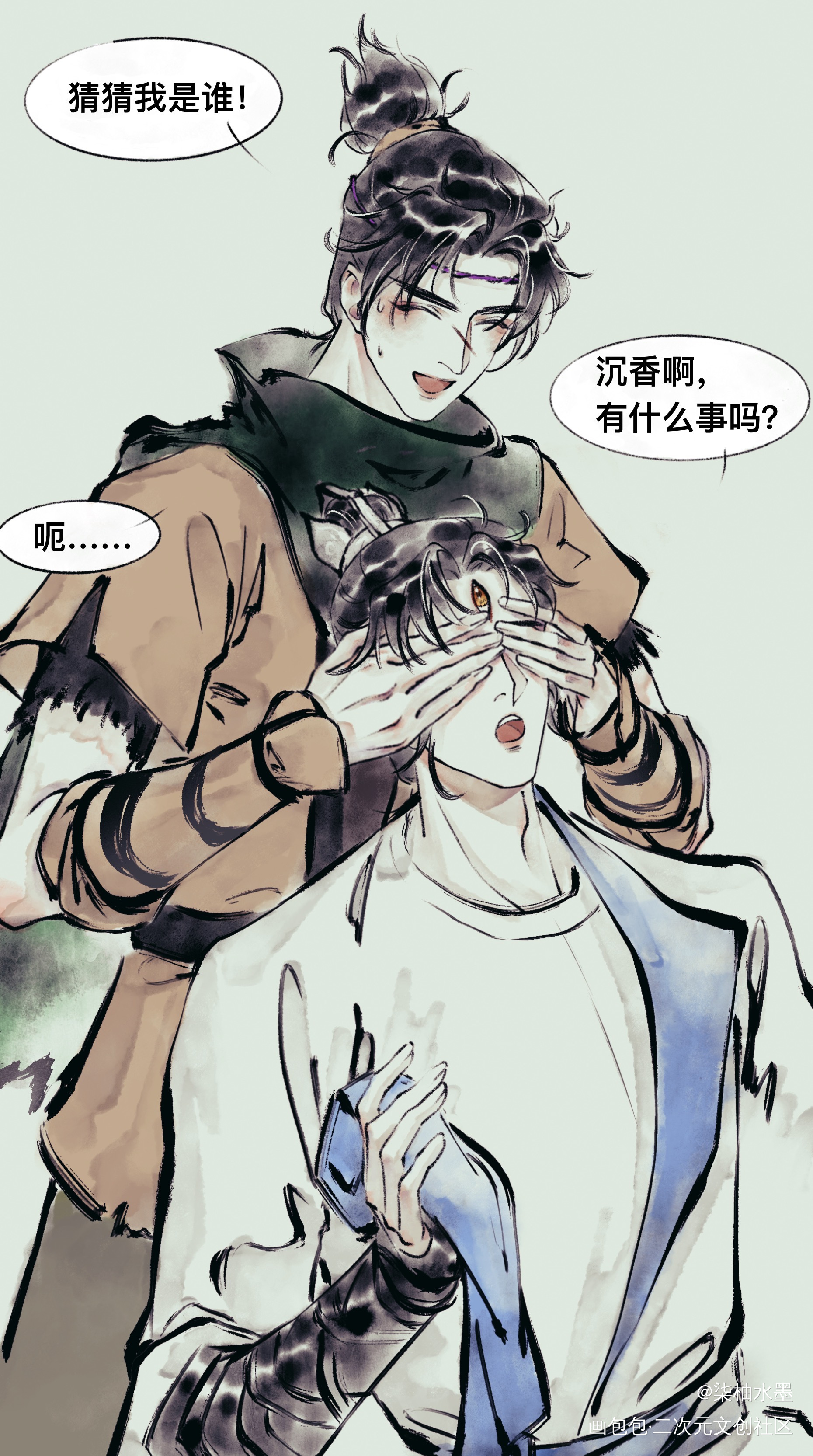 浅摸一下_新神榜杨戬沉戬绘画作品