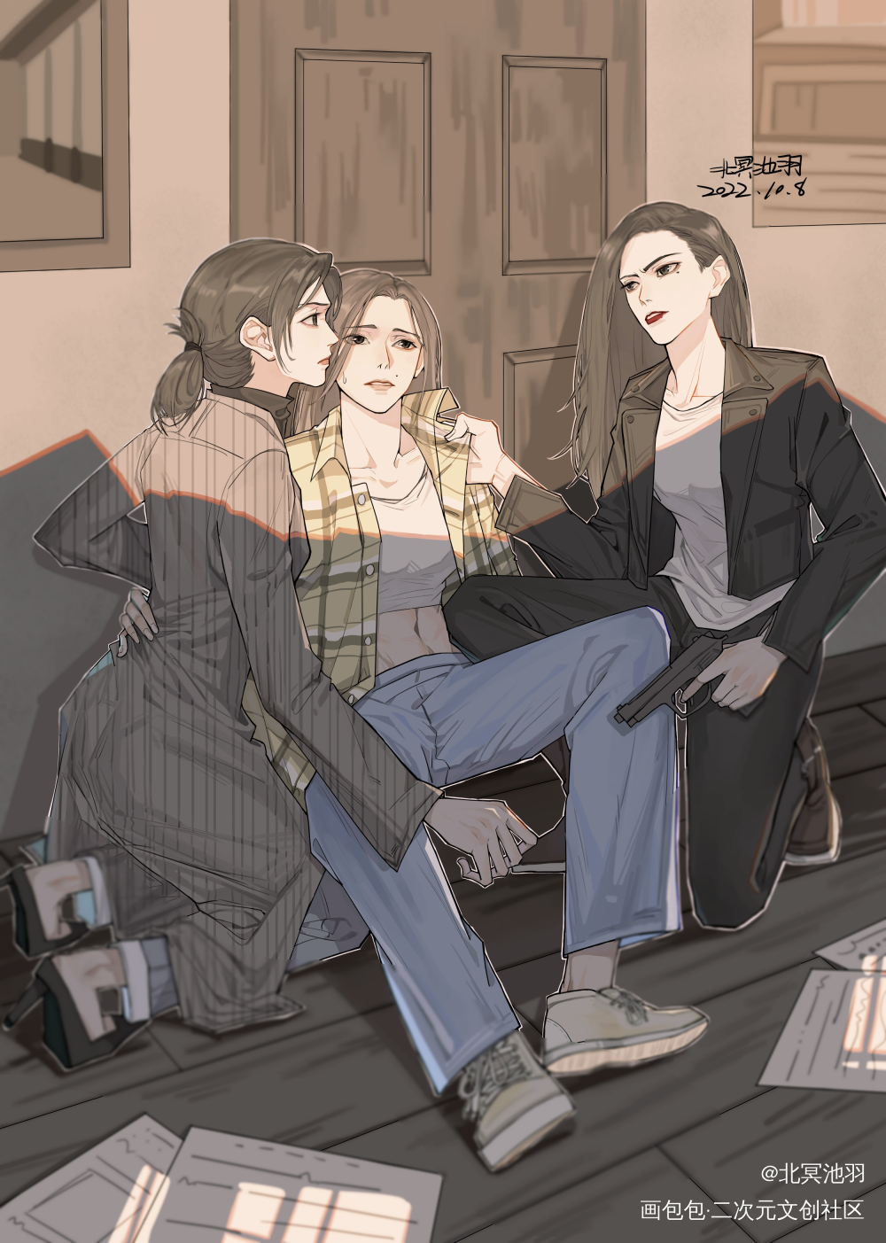 看完窃笑。。_平涂百合插画同人风声玉梦gl绘画绘画作品