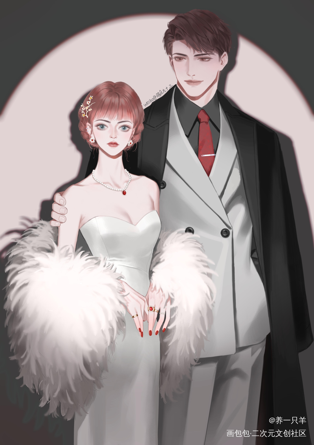 晚会_光与夜之恋陆沉板绘涂摸鱼页绘画作品