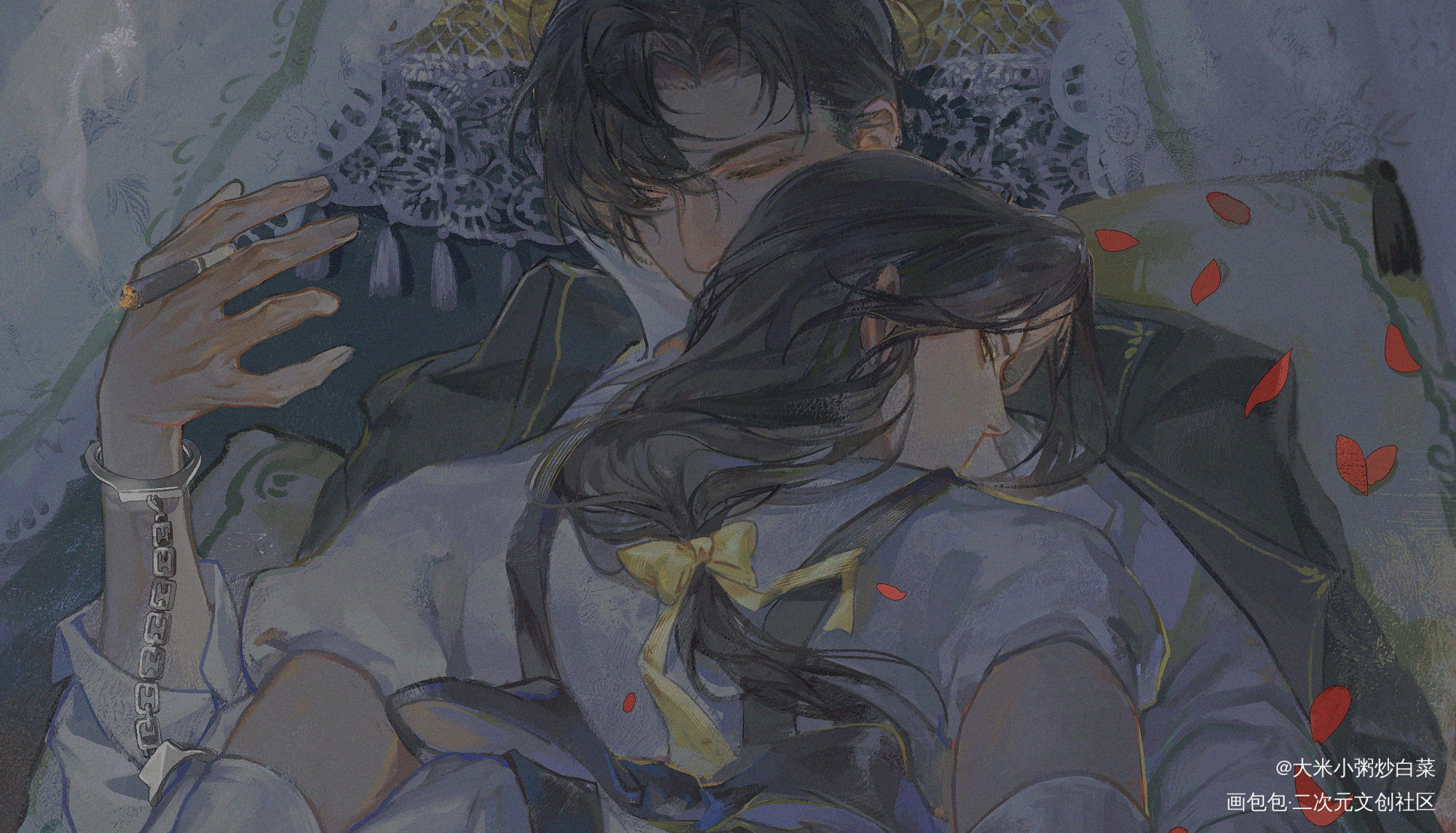 现风燃晚_二哈和他的白猫师尊燃晚墨燃楚晚宁插画绘画绘画作品