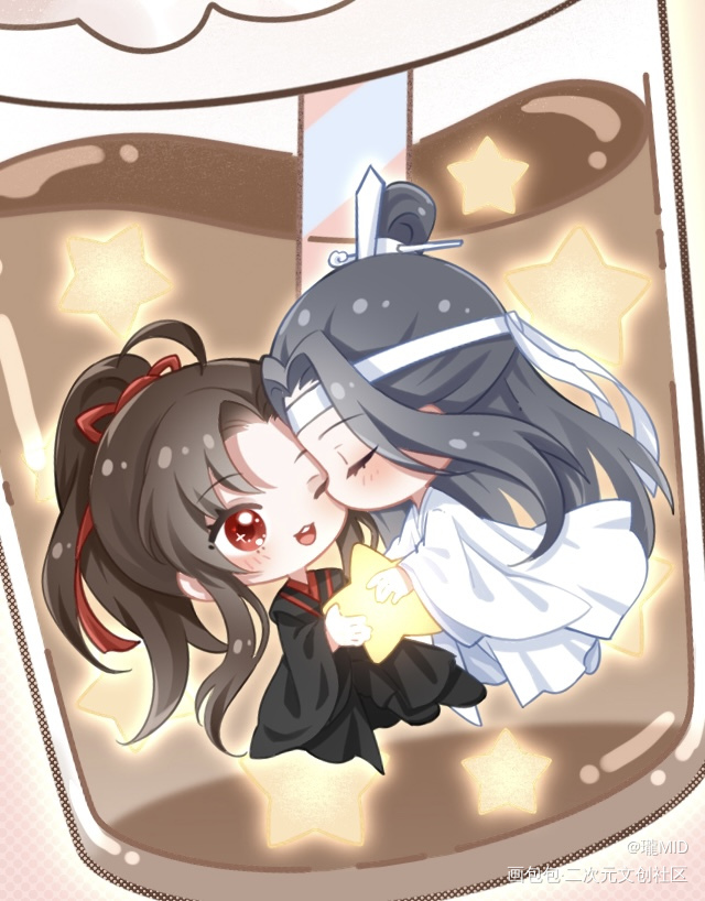 请大家喝忘羡奶茶_魔道祖师忘羡Q版绘画作品