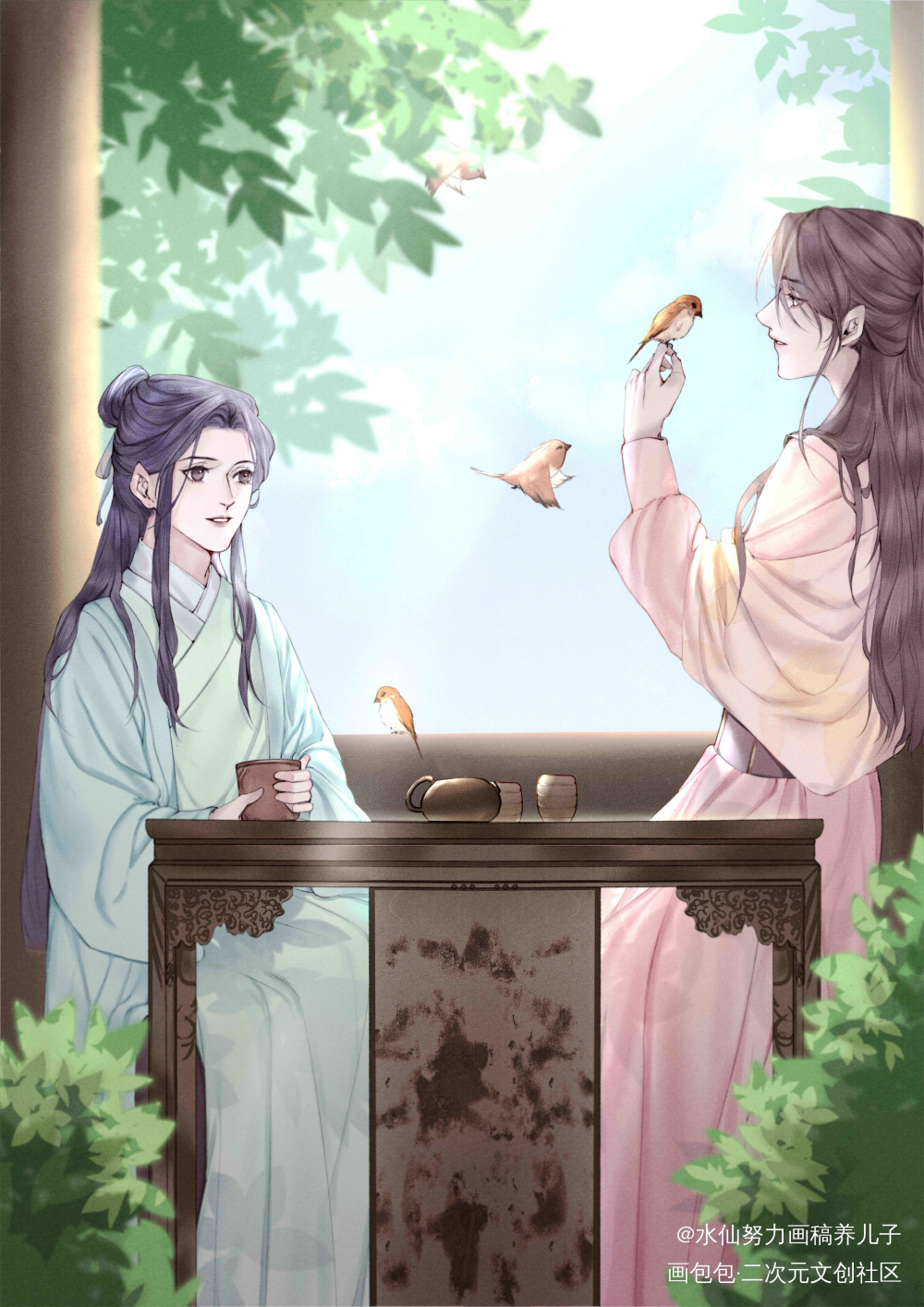 三嫁咸鱼_板绘涂古风平涂江醒林清羽三嫁咸鱼壁纸绘画绘画作品