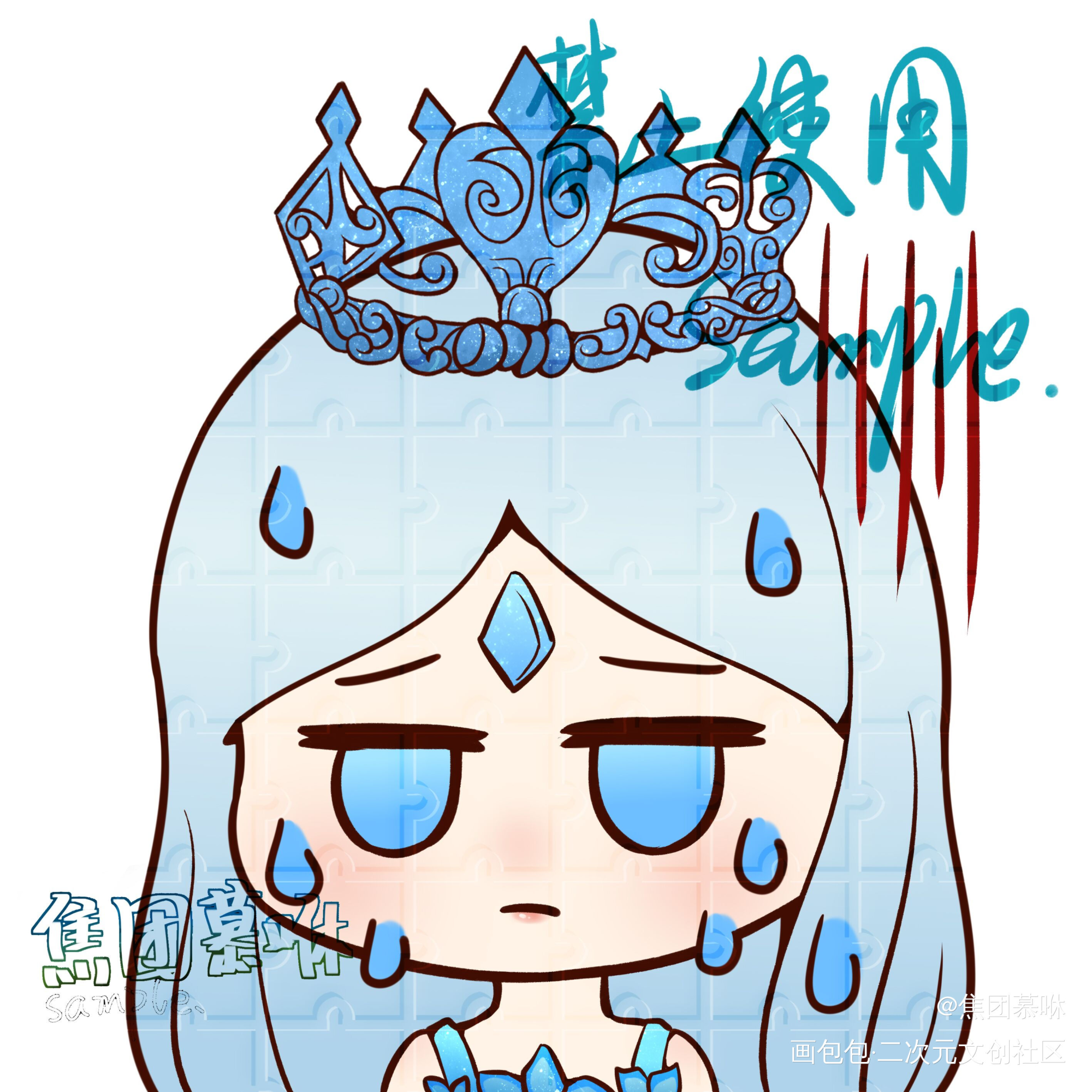 稿稿_Q版指绘摸鱼约稿绘画绘画作品