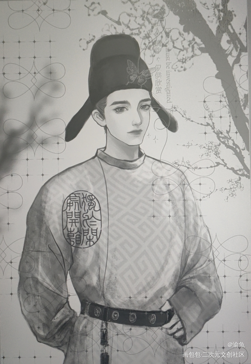 150的黑白付费委托精草稿_立绘黑白古风厚涂角色立绘板绘绘画绘画作品