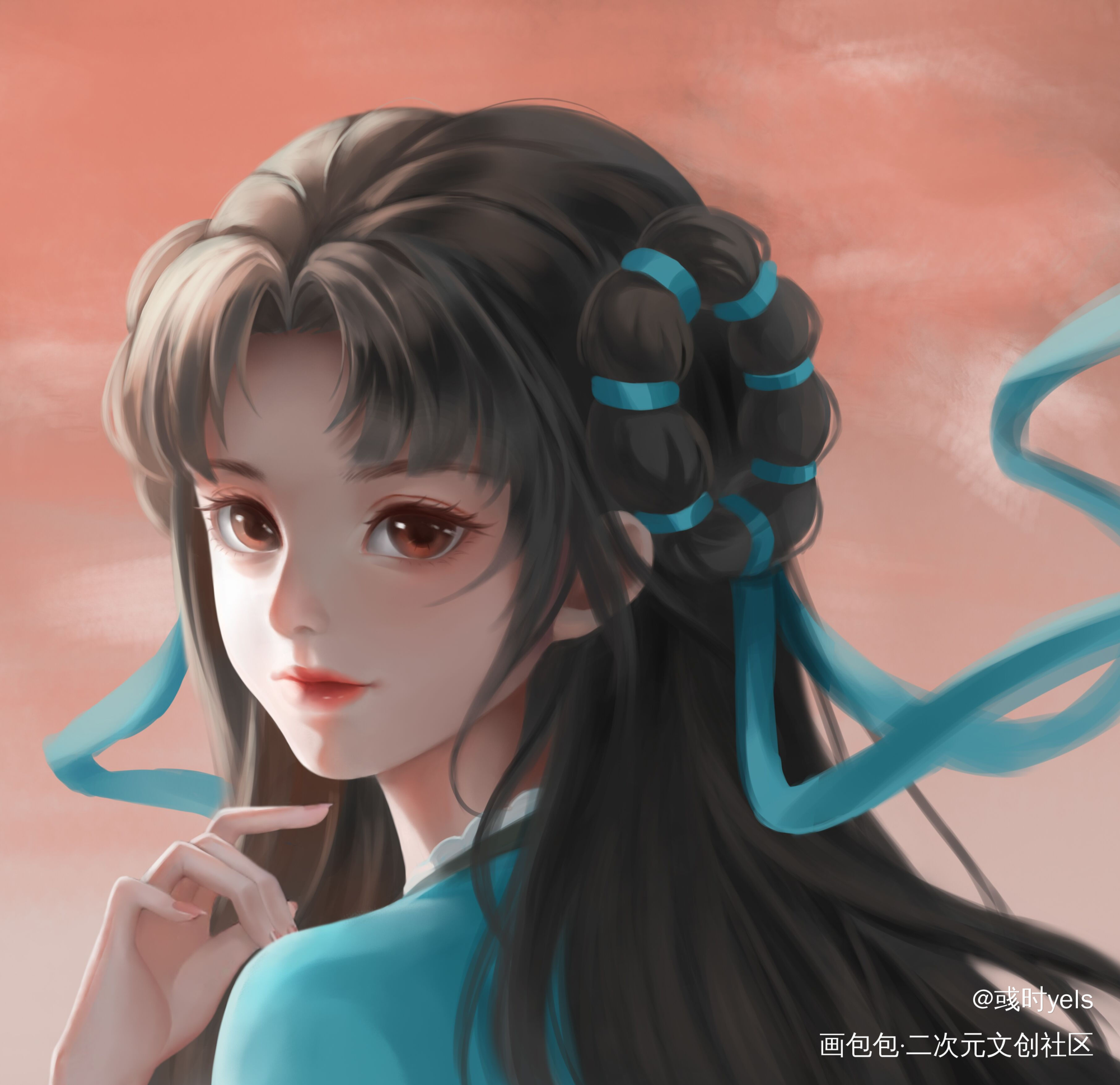 西施—江南丫鬟但散发版_王者荣耀西施厚涂头像绘画绘画作品
