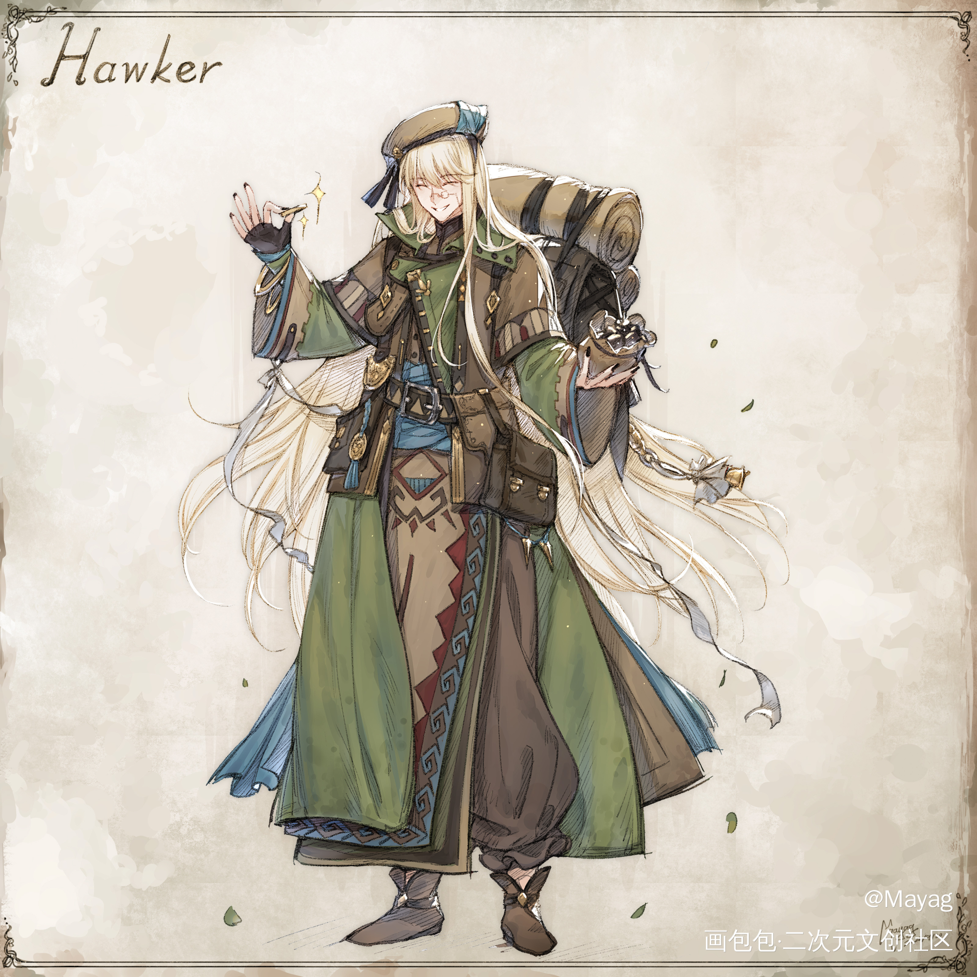 日绘day90_无铭传说幽冥金发插画摸鱼板绘绘画原创oc绘画作品