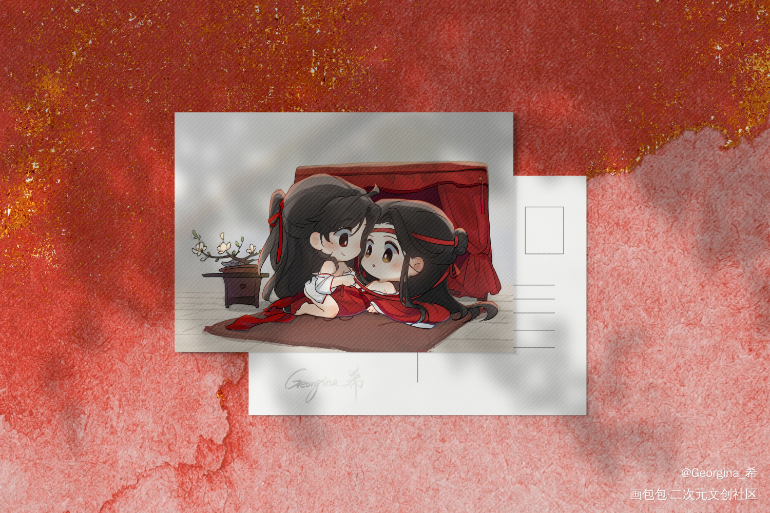 【魔道祖师】红叶之盟向鸿笺_魔道祖师忘羡Q版忘羡一曲远，曲终人不散绘画作品