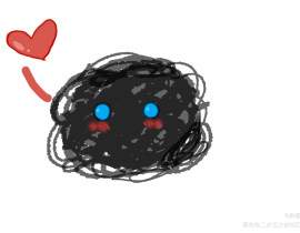 线条狗狗黑桃_绘画作品