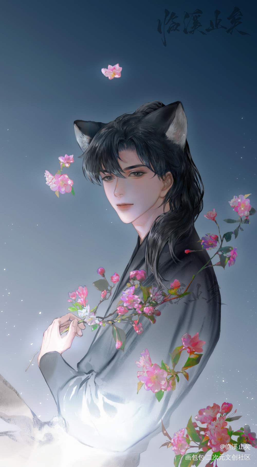 🌸_二哈和他的白猫师尊墨燃二哈绘画作品