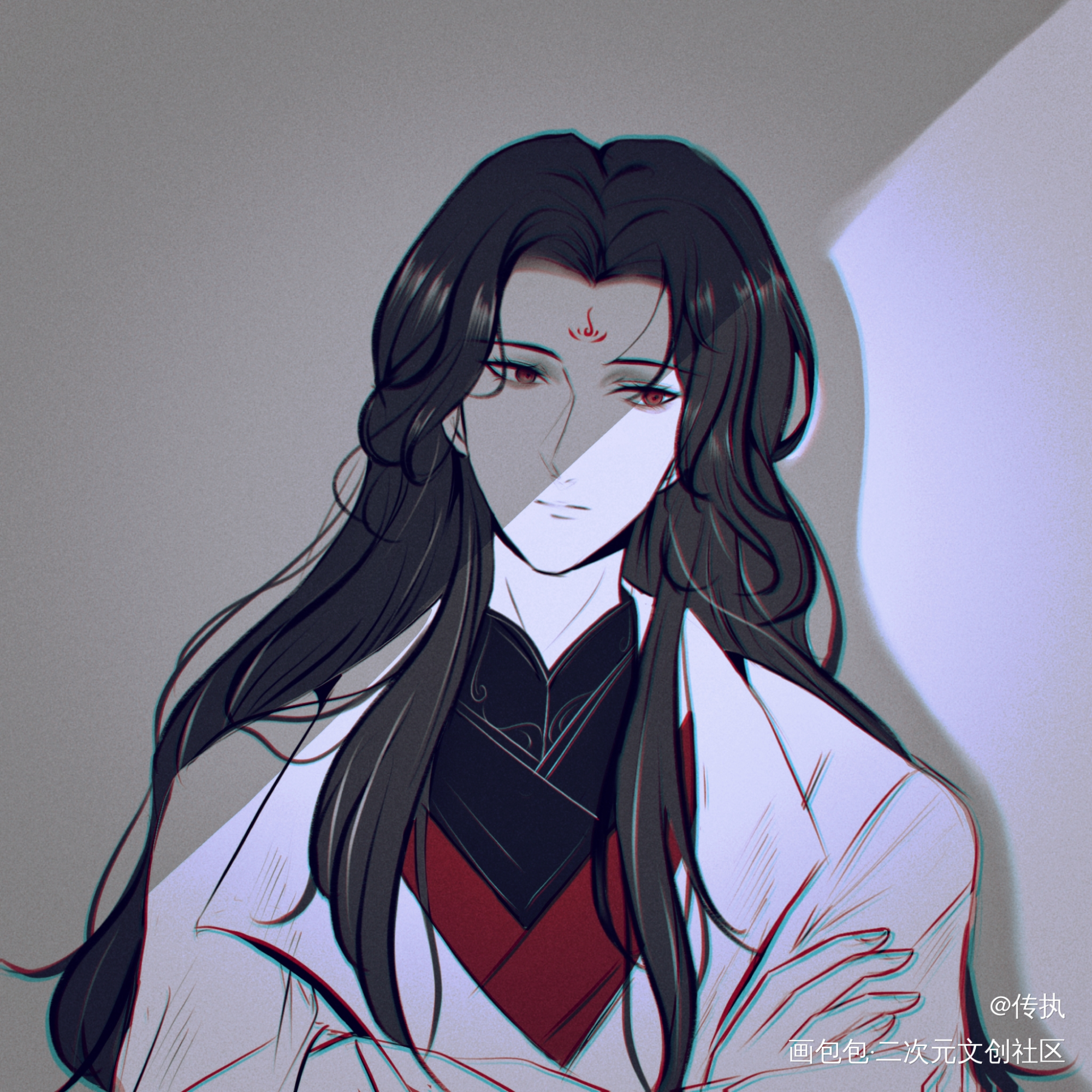 “洛冰河”……不喜欢黑夜。_人渣反派自救系统洛冰河绘画作品