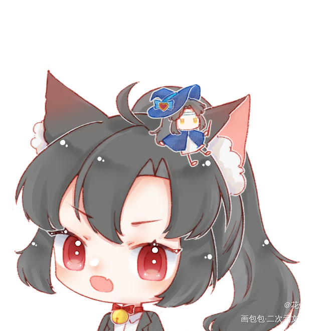 黑猫羡_魔道祖师忘羡魏无羡Q版绘画作品