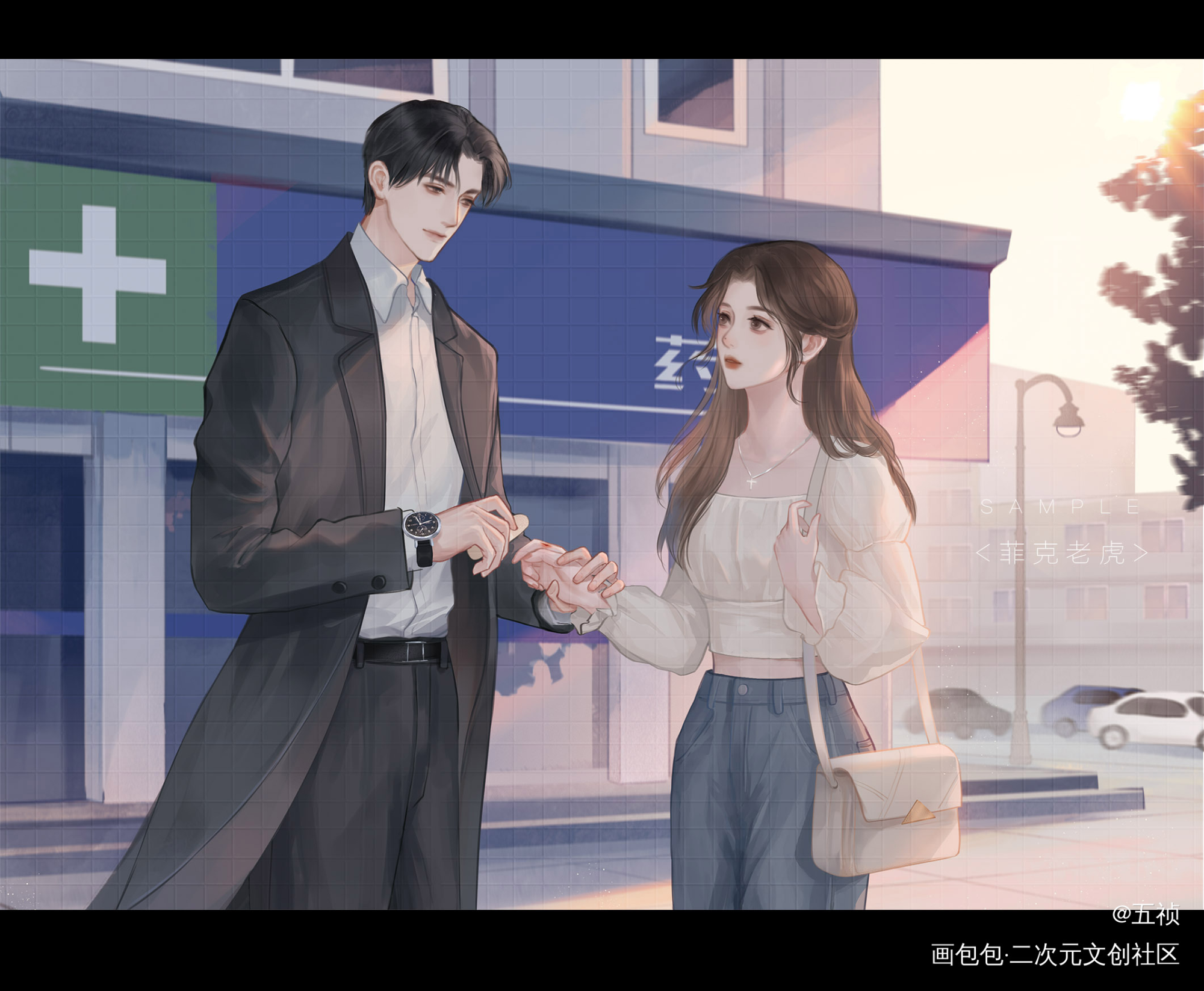 菲克老虎_平涂bg插画壁纸绘画作品