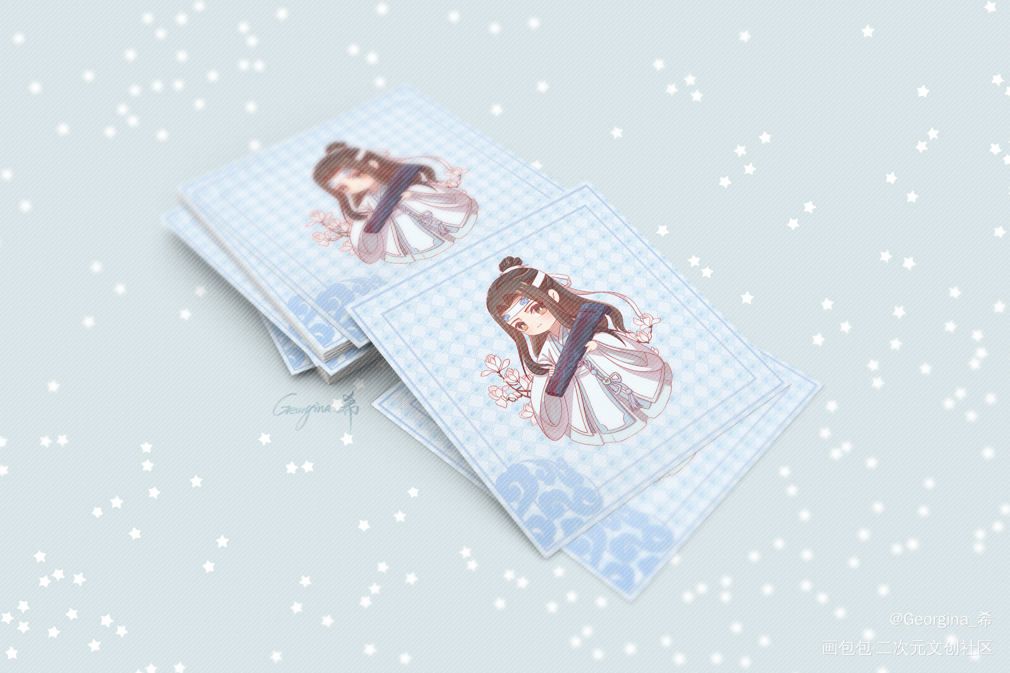 【魔道祖师】蓝忘机Q_魔道祖师忘羡Q版忘羡一曲远，曲终人不散绘画作品
