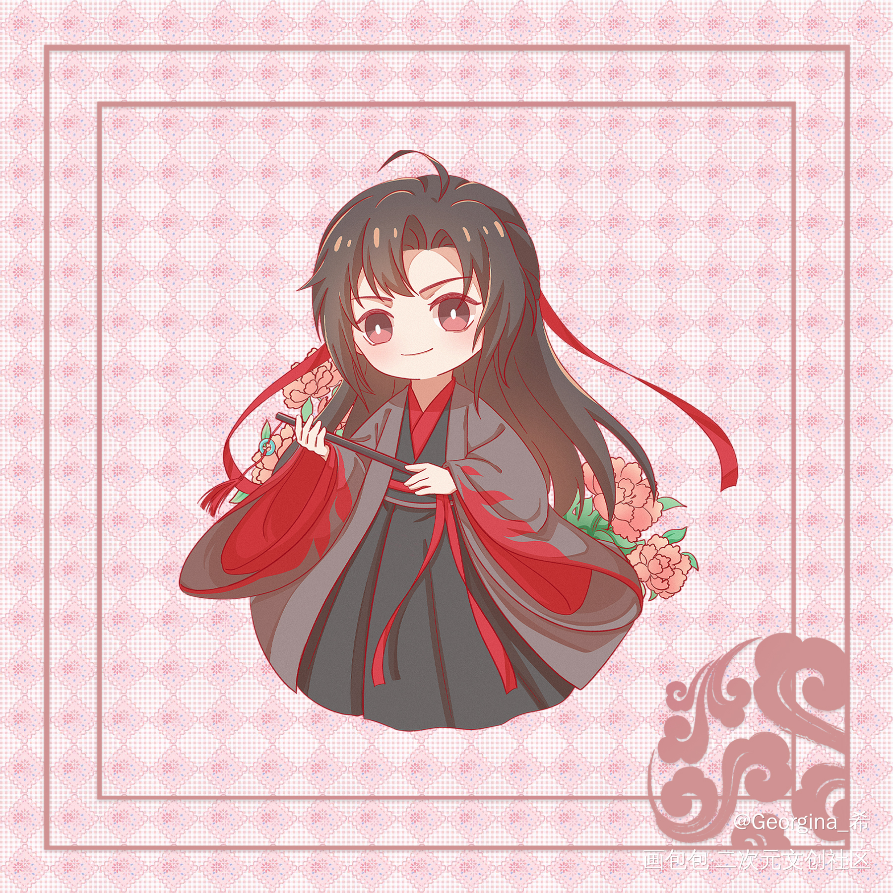 【魔道祖师】魏无羡Q_魔道祖师魏无羡Q版忘羡一曲远，曲终人不散绘画作品