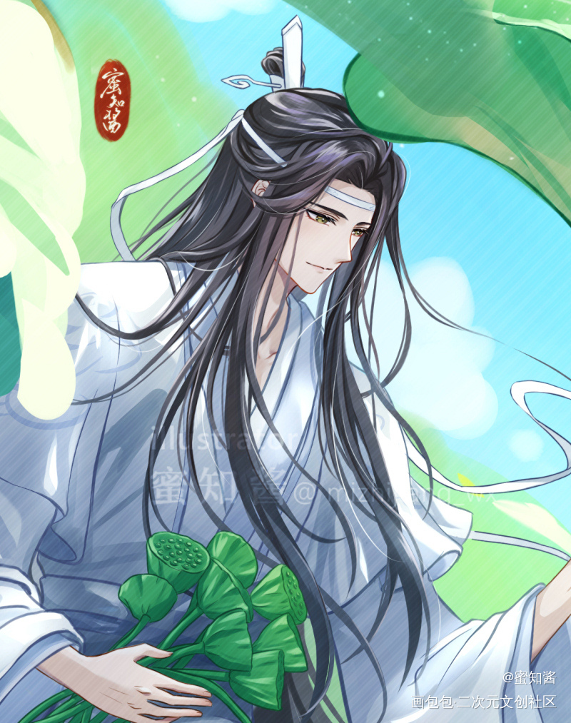 忘羡《莲趣》_魔道祖师忘羡蓝忘机魏无羡平涂日系我要上首推插画同人绘画作品