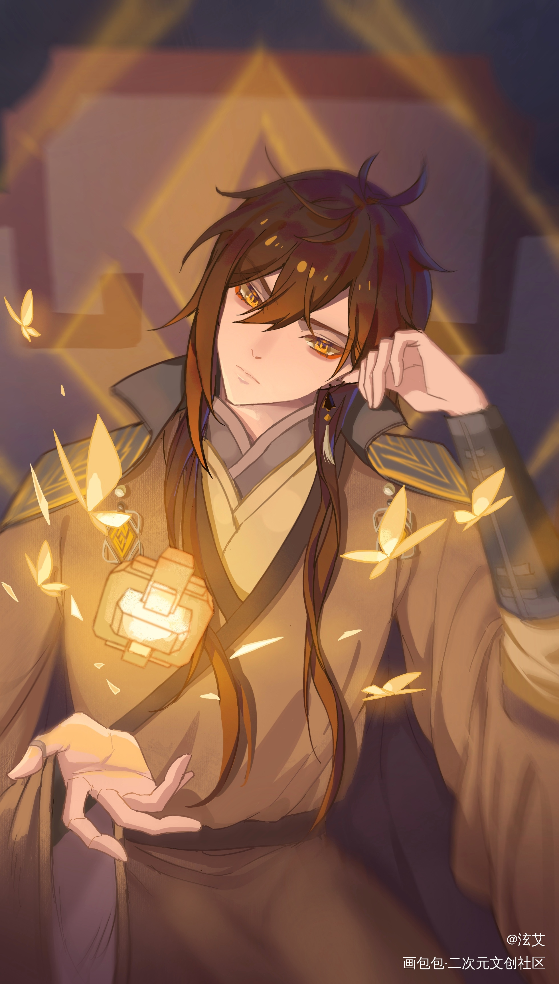 原神钟离同人图_原神钟离平涂壁纸绘画作品