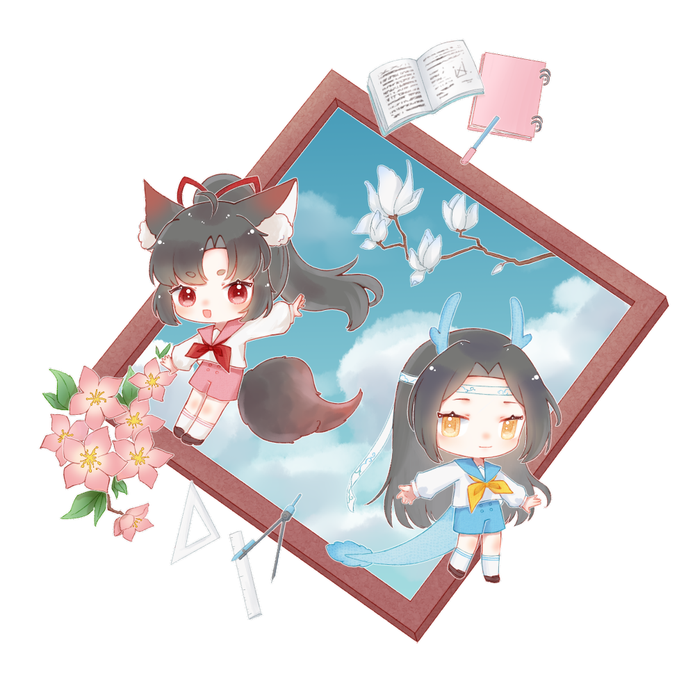 _魔道祖师忘羡蓝忘机魏无羡Q版绘画作品