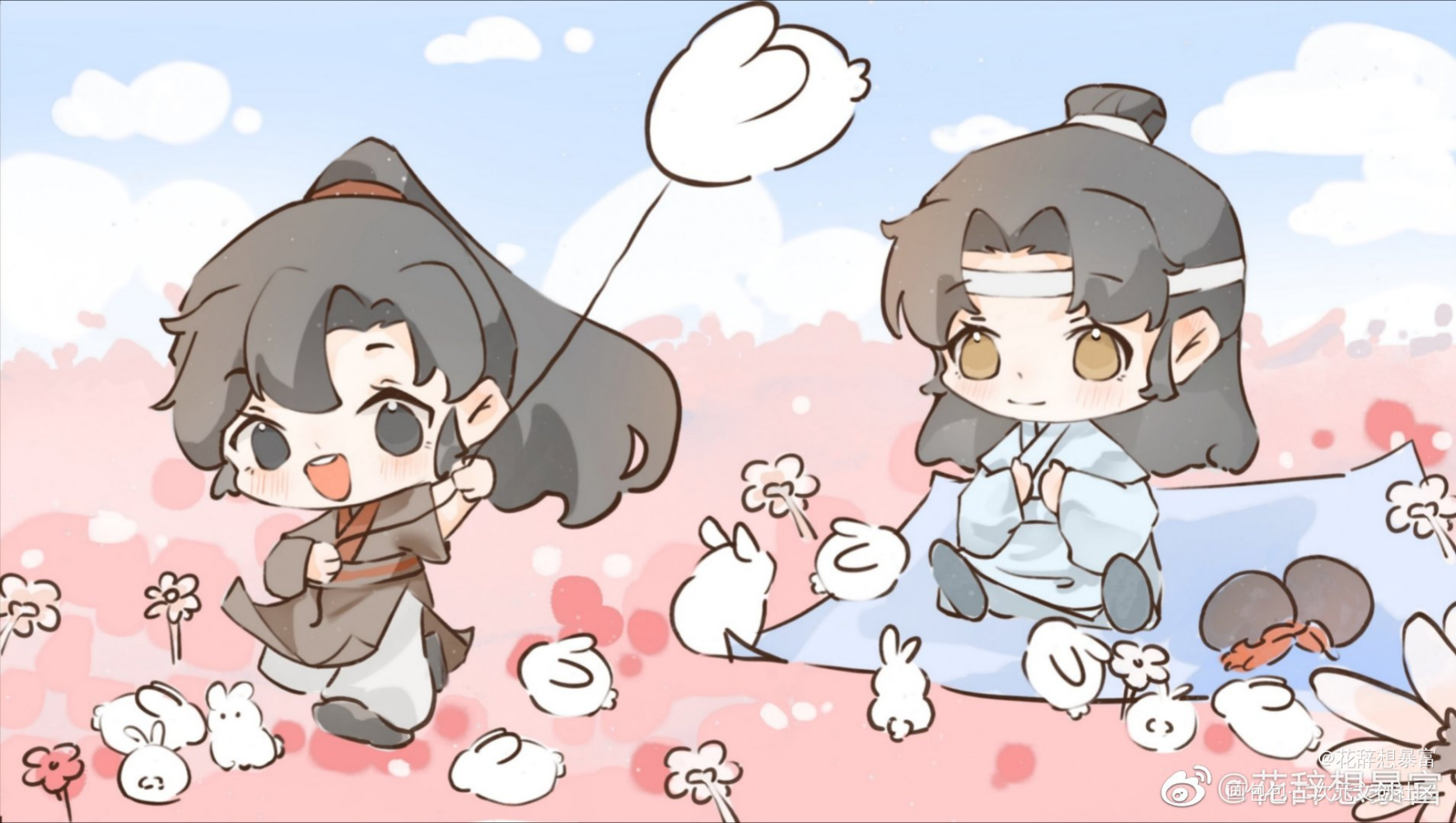 春天花海忘羡_魔道祖师忘羡墨香铜臭绘画作品