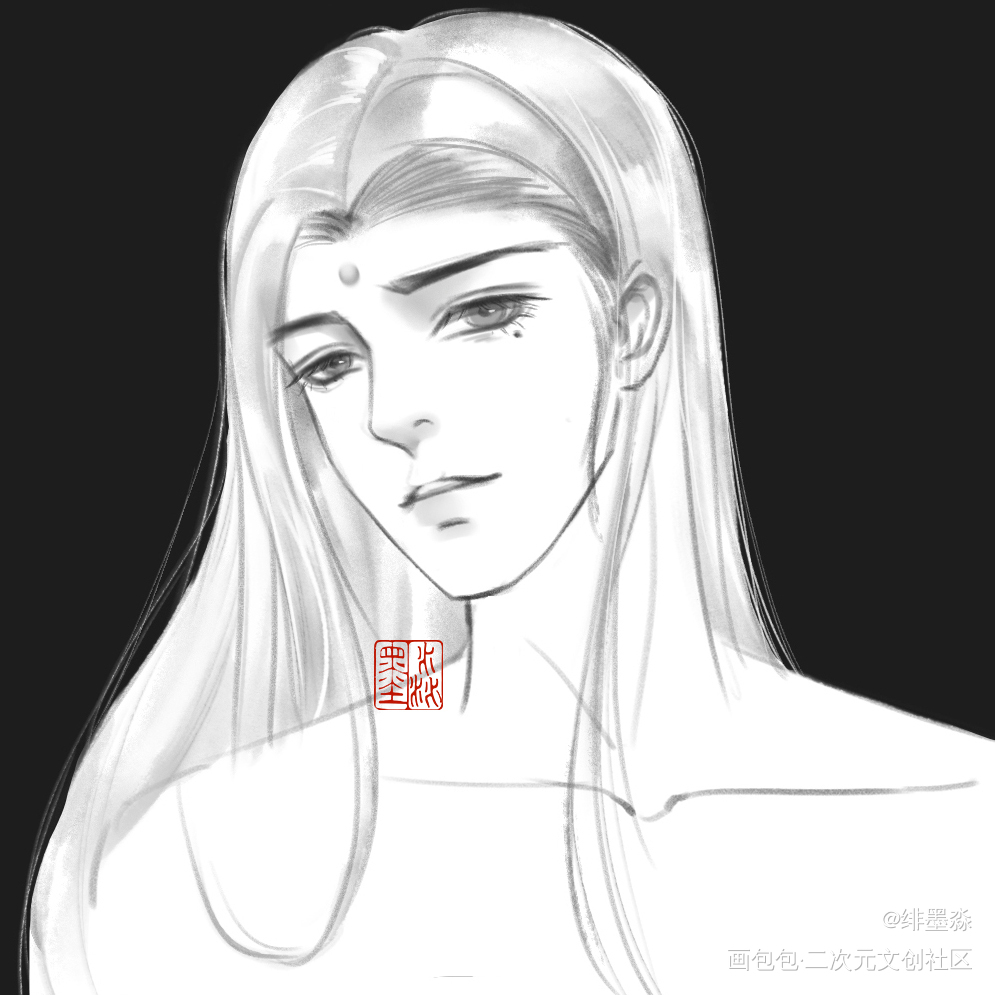 【水墨黑白头】_水墨古风头像板绘绘画绘画作品