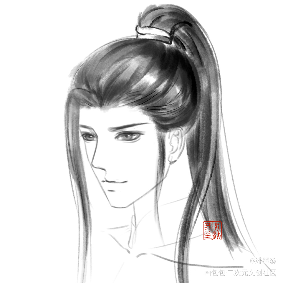 【水墨黑白头】_水墨古风头像板绘绘画绘画作品