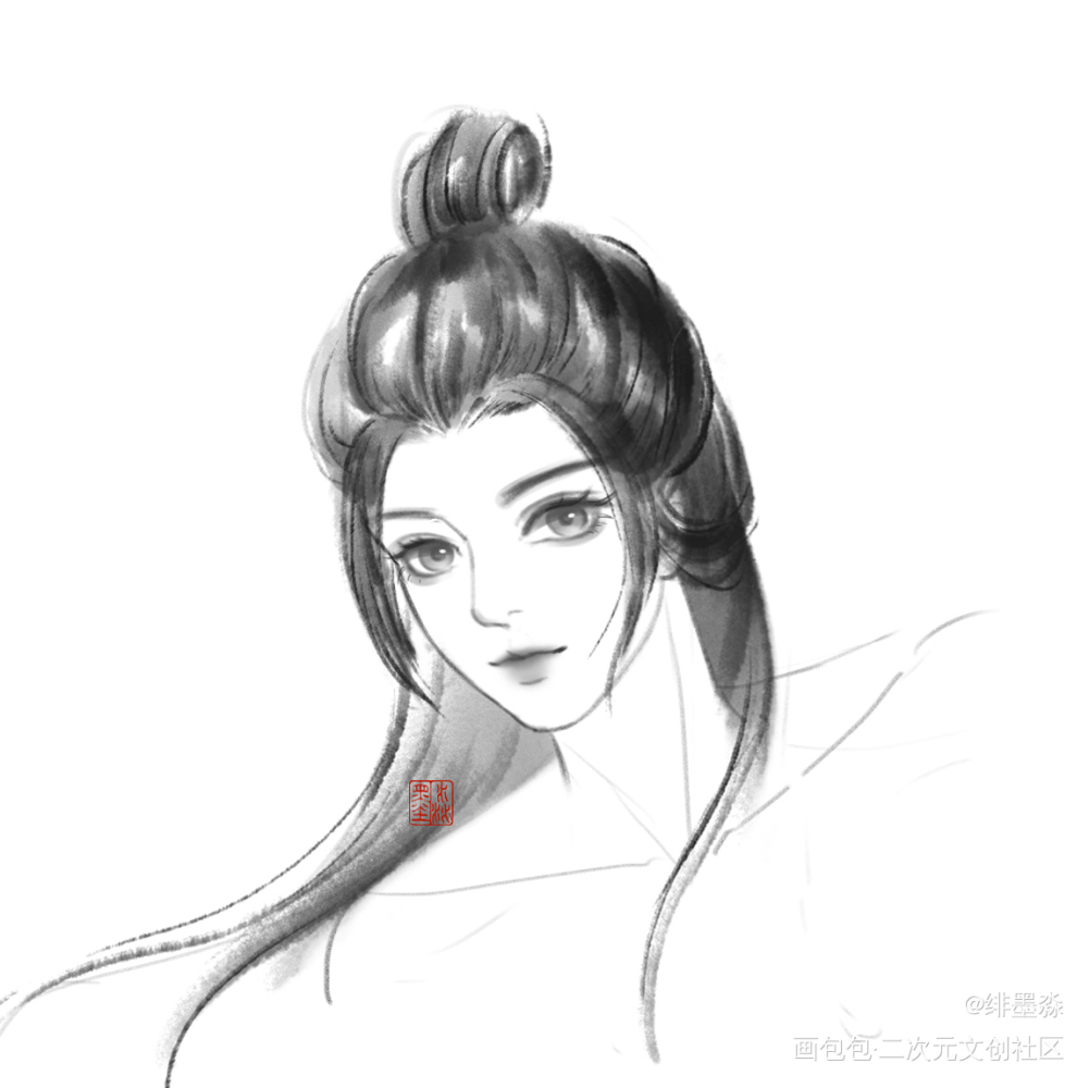 【水墨黑白头】_水墨古风头像板绘绘画绘画作品