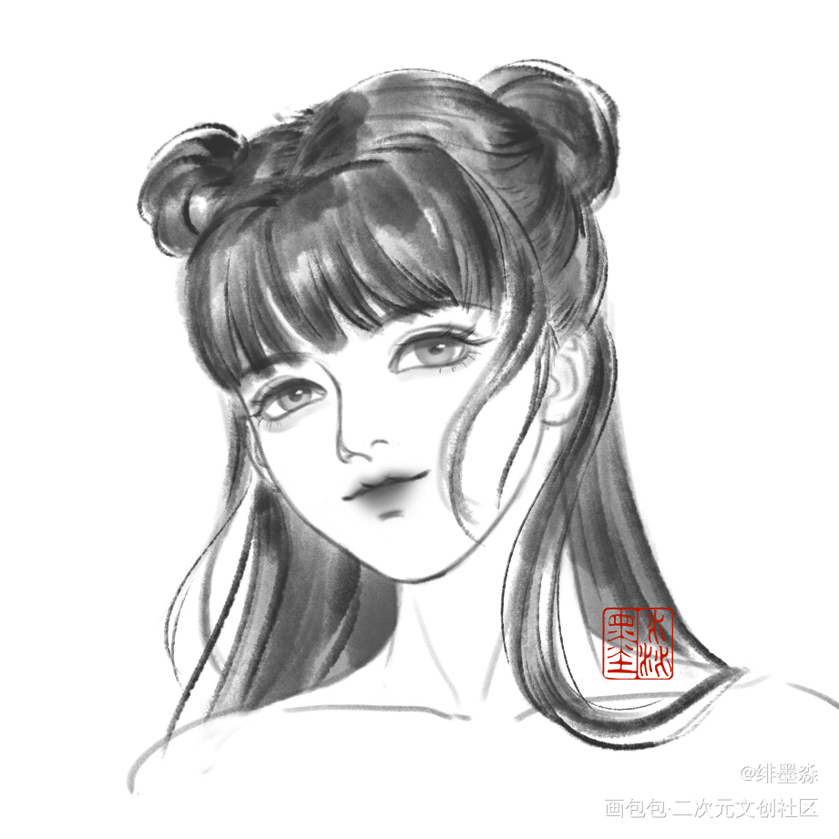 【水墨黑白头】_水墨古风头像板绘绘画绘画作品