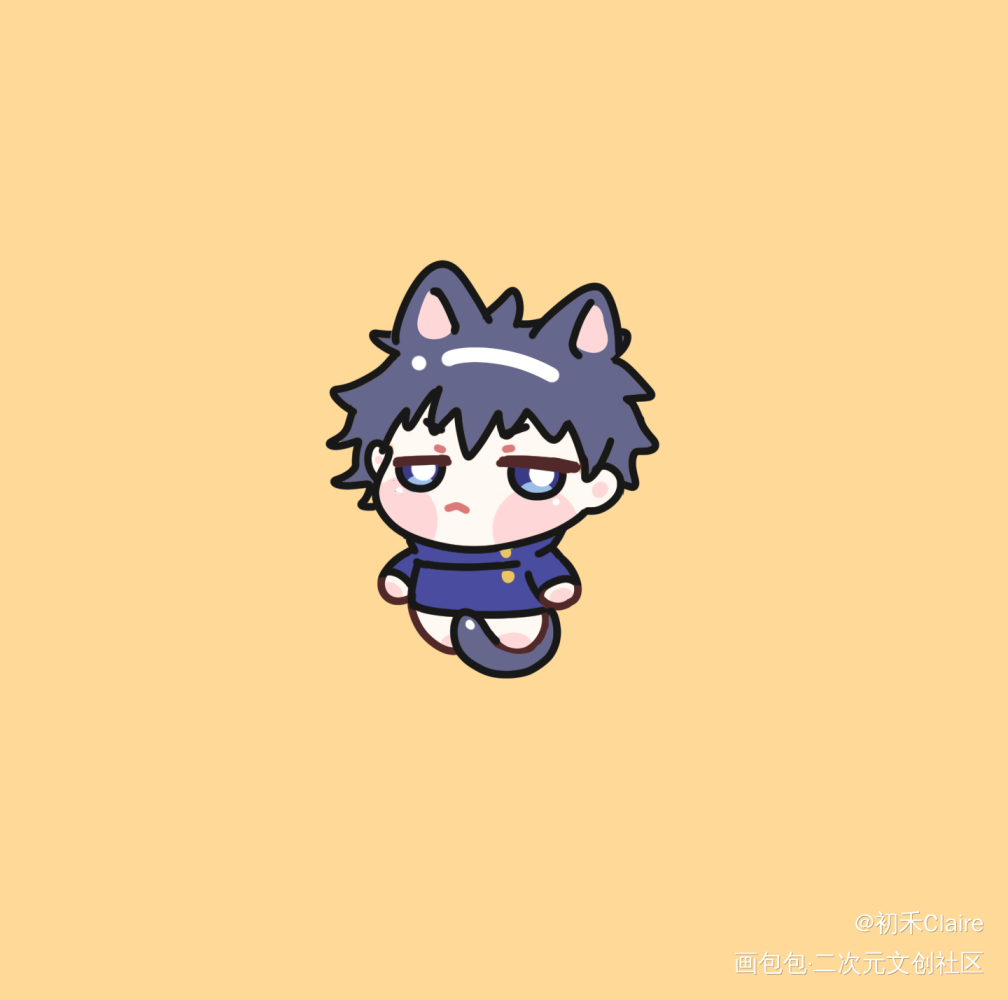 咪呀_咒术回战伏黑惠Q版插画同人绘画作品