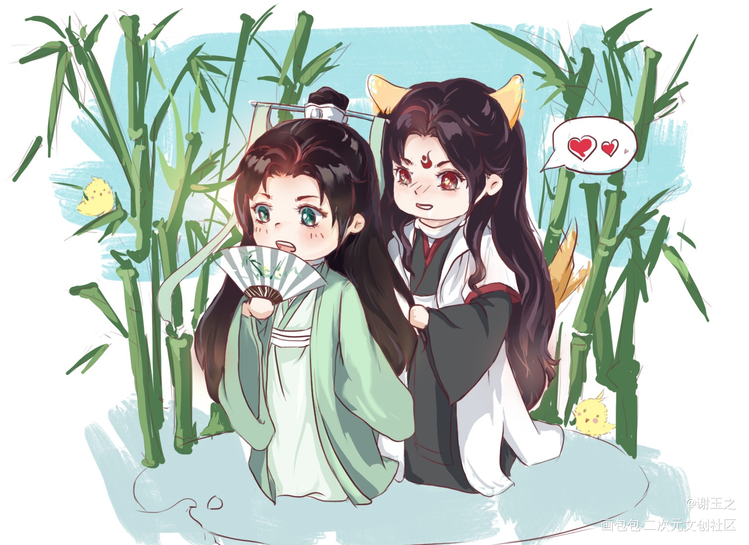 小狗摇尾巴 在想什么呢？_人渣反派自救系统冰秋Q版摸鱼绘画作品
