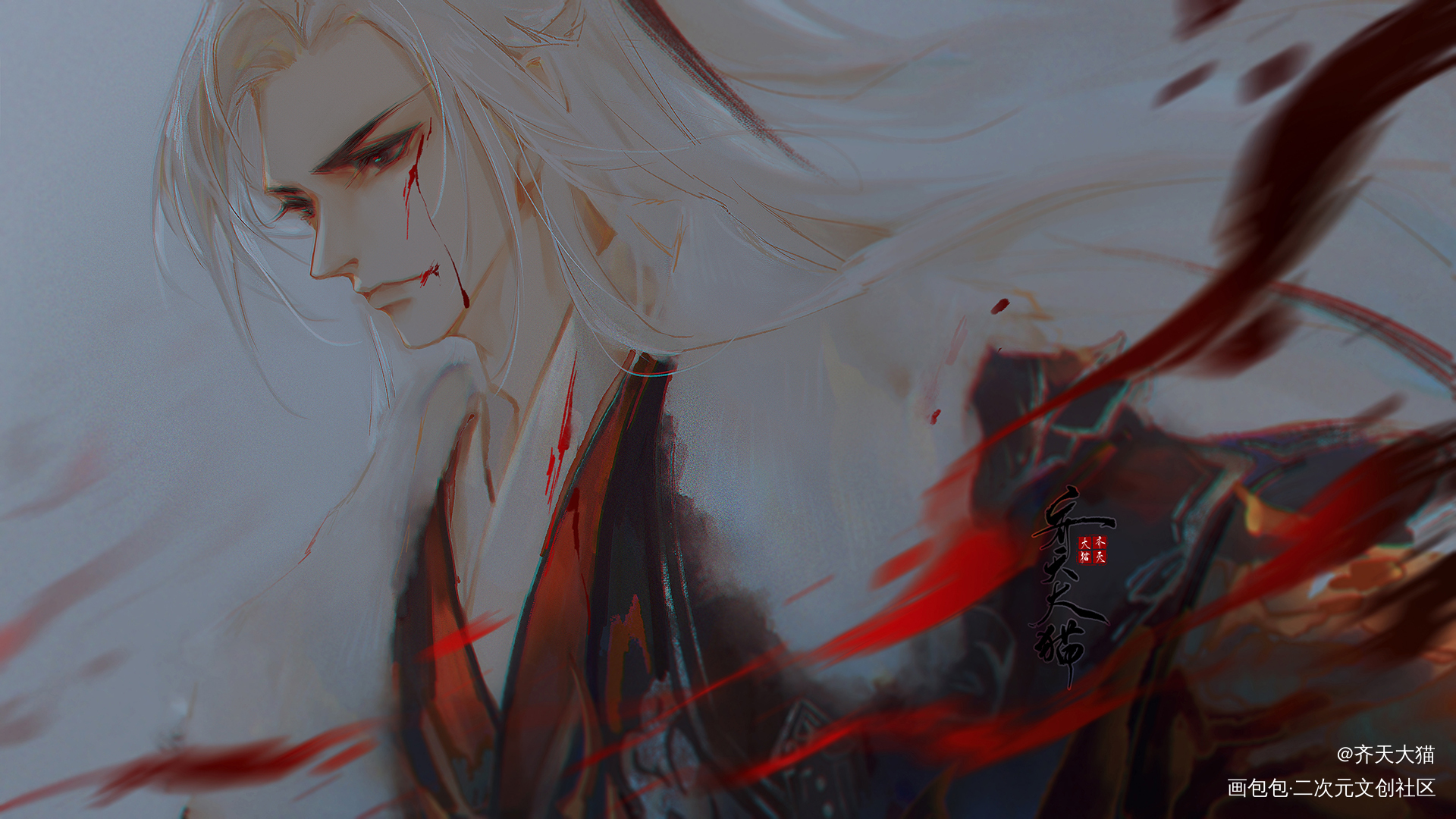 摸摸自家oc_古风平涂日系原创oc绘画作品